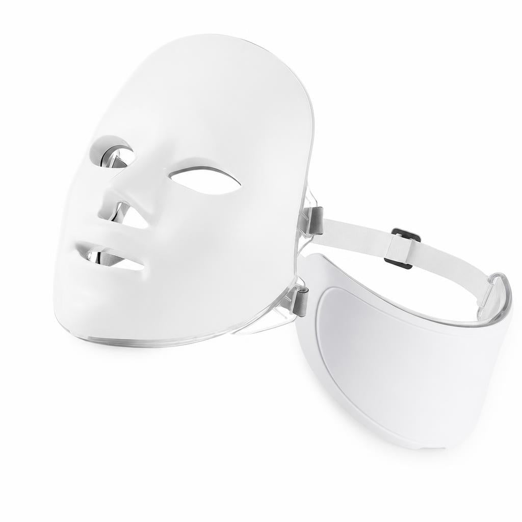 Mascarilla Facial y Cuello LED – 7 Modos de Color, Terapia de Luz Inalámbrica