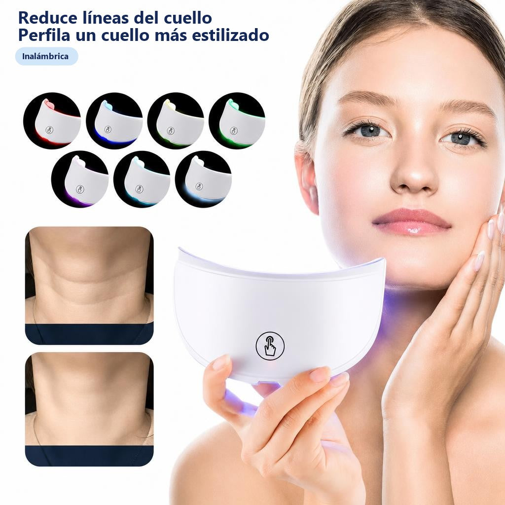 Mascarilla Facial y Cuello LED – 7 Modos de Color, Terapia de Luz Inalámbrica