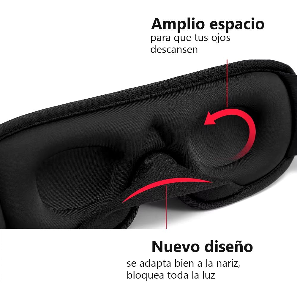 Antifaz para Dormir 3D Acolchado – Bloquea la Luz, Sin Presión en los Ojos