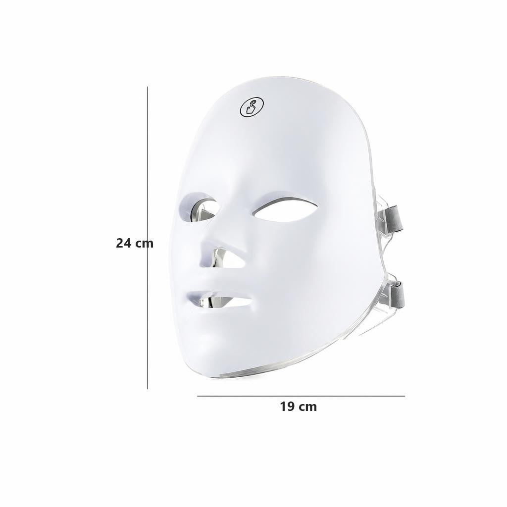 Mascarilla Facial y Cuello LED – 7 Modos de Color, Terapia de Luz Inalámbrica